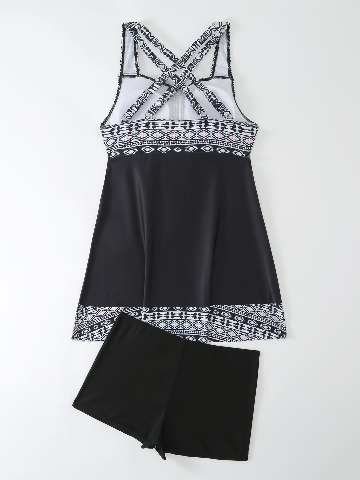 Plus Size Pink & Blue Abstract Print Swim Dress - Flattering Ruched Front