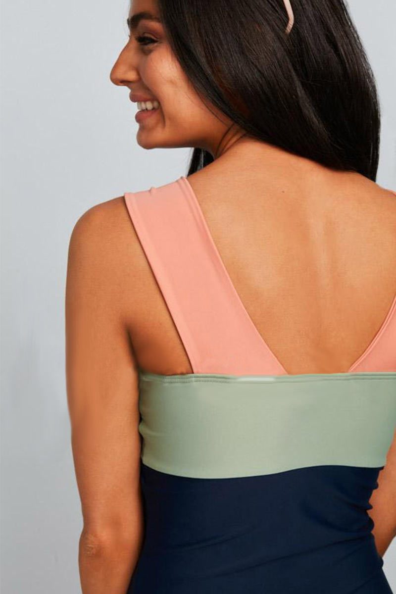 Square Neck Color Block One Piece