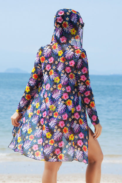 Fashionable High-End Multi-Color Printed Sexy Bikini with Cover-Up Three-Piece Swimsuit Set