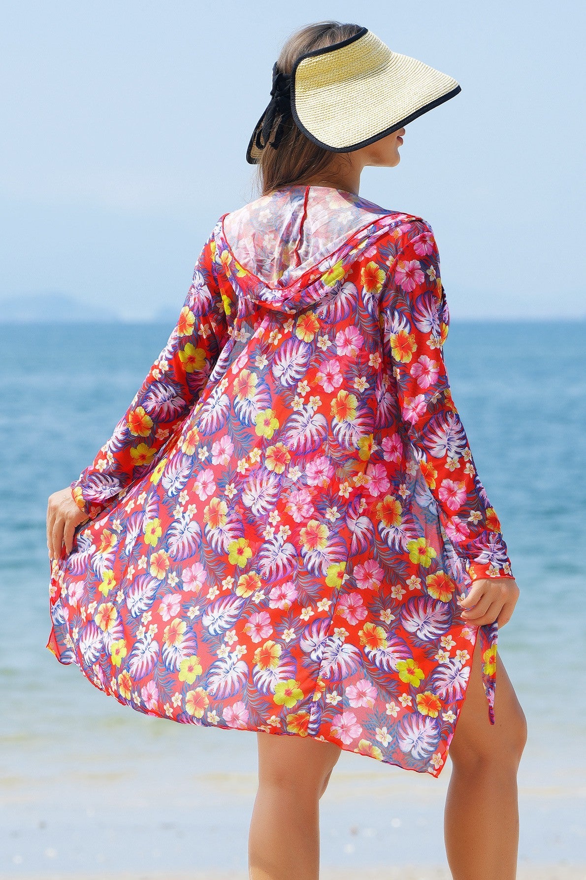 Fashionable High-End Multi-Color Printed Sexy Bikini with Cover-Up Three-Piece Swimsuit Set