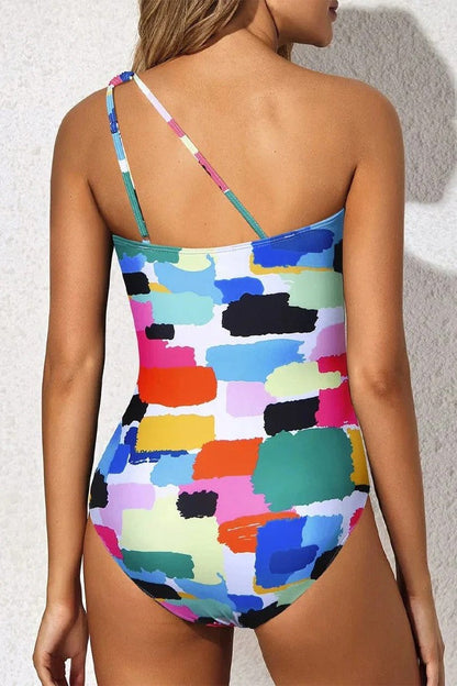 One Shoulder One Piece Swimsuit for Women Tummy Control Bathing Suits Multicolor