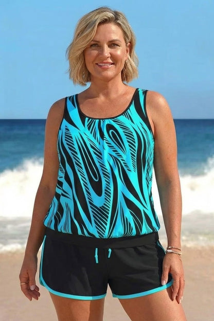 Tropical Vibes Azure Wave Outfit Two-Piece Swimwear