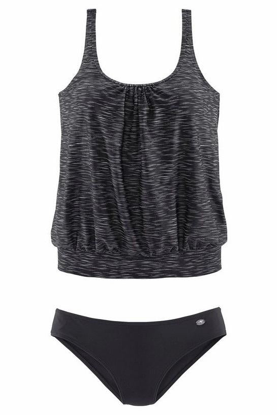 In Oversized Model Tankini Set Black