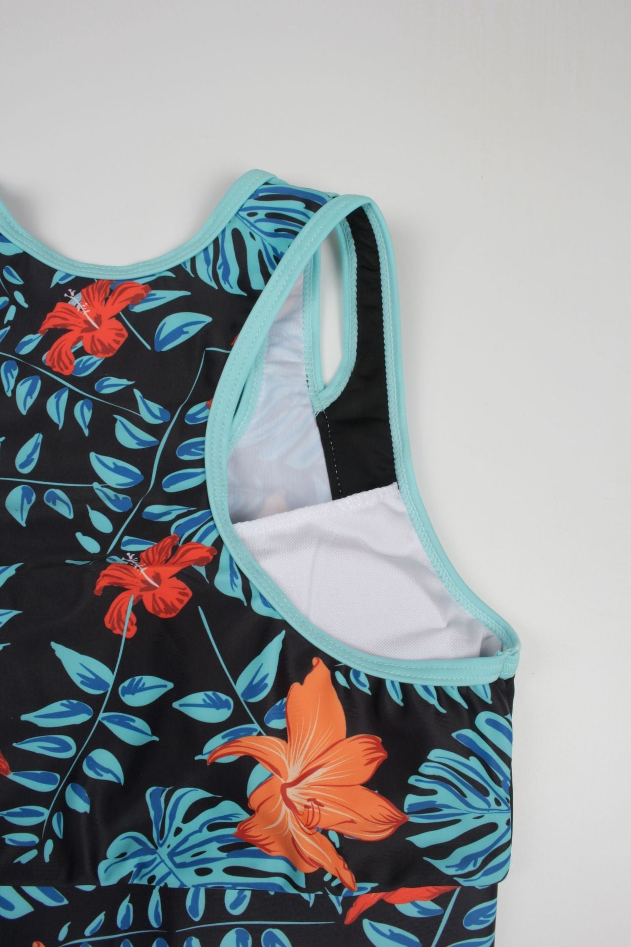 2026 New Arrival Two-Piece Bikini Swimsuit with Sporty Trendy Print & Modest Boyshorts Set Orange-Red