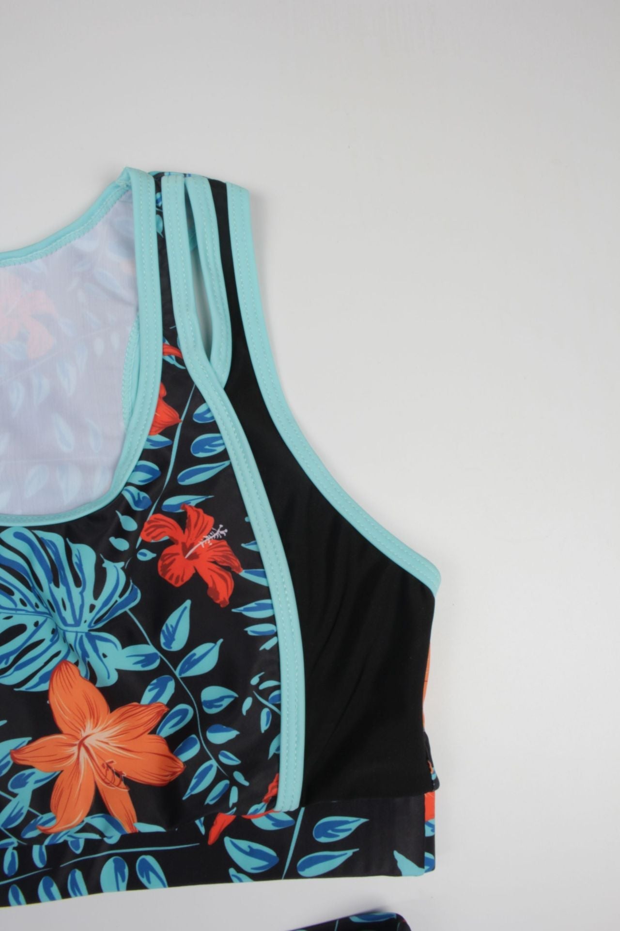 2026 New Arrival Two-Piece Bikini Swimsuit with Sporty Trendy Print & Modest Boyshorts Set Orange-Red