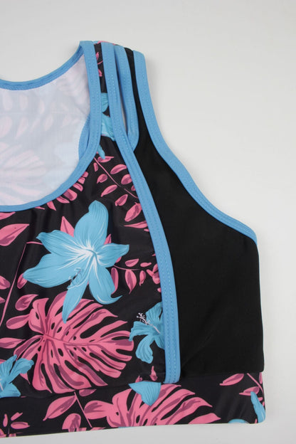 2026 New Arrival Two-Piece Bikini Swimsuit with Sporty Trendy Print & Modest Boyshorts Set Pink