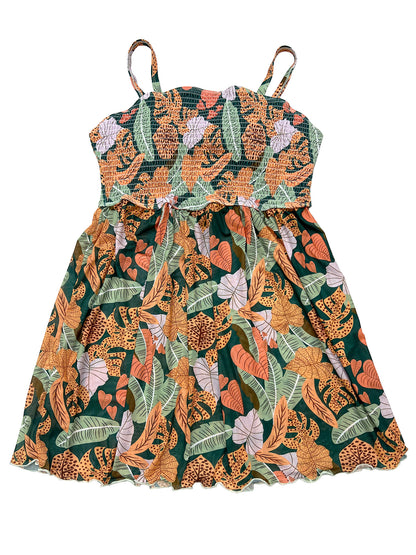 Plus-Size Mesh Skirt Swimsuit with Slimming Tummy Coverage Flower